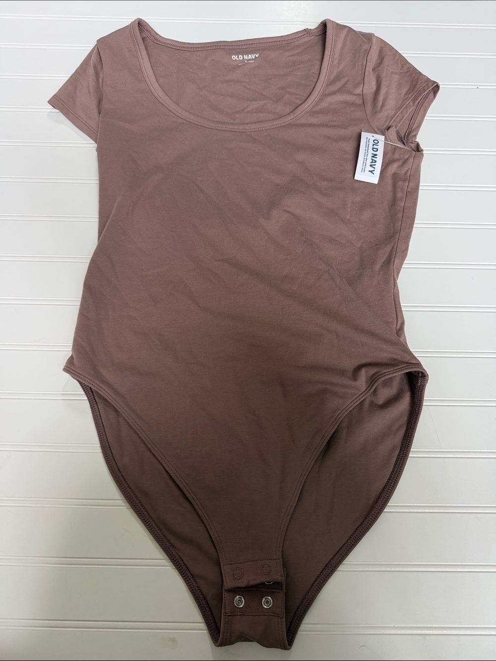 (268)Old Navy Mauve-Brown Short Sleeve Scoop Bodysuit